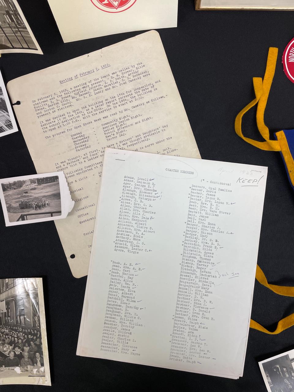 Paperwork from the early days of the North Canton YMCA, including a list of charter members, was on display at the anniversary event.