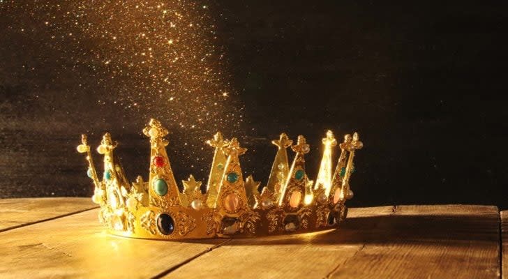 A concept image of a gold crown with jewels in it.