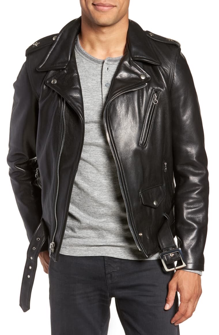 leather biker jacket mens schott