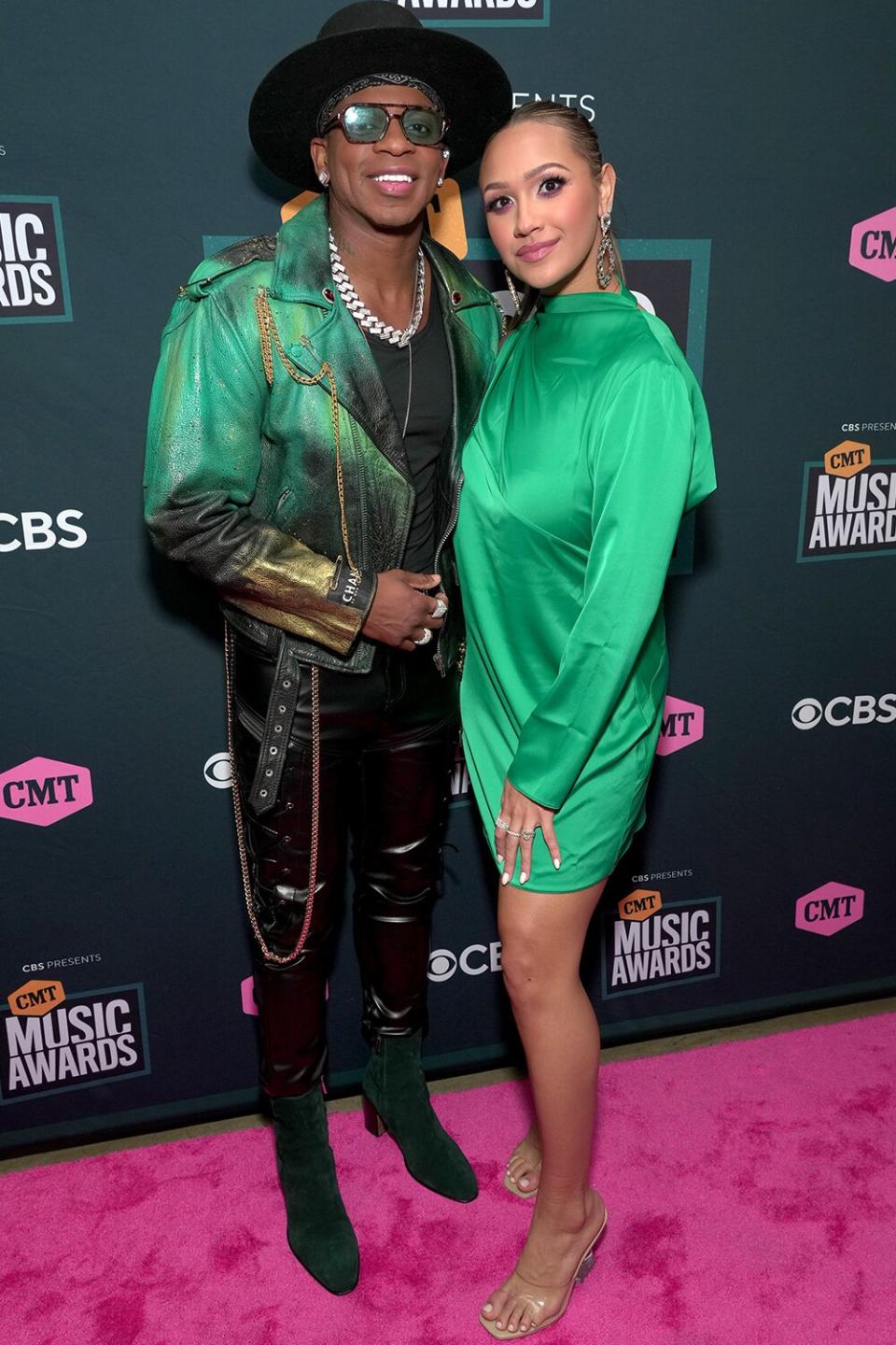 NASHVILLE, TENNESSEE - APRIL 11: Jimmie Allen and Alexis Gale attend the 2022 CMT Music Awards at Nashville Municipal Auditorium on April 11, 2022 in Nashville, Tennessee. (Photo by Kevin Mazur/Getty Images for CMT)