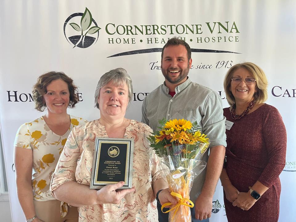 Nightingale Award from l to r: Jennifer Gullison, RN, MSN, VP of Operations, Cheryl Bonar, RN, Michael Carleton, RN, Home Care Team Manager, Julie Reynolds, RN, MS, President/CEO