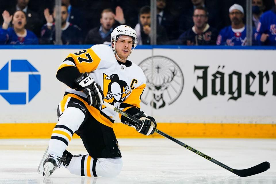 Pittsburgh Penguins' Sidney Crosby will miss Game 6 on Friday after suffering an upper-body injury during his team's Game 5 loss to the New York Rangers.