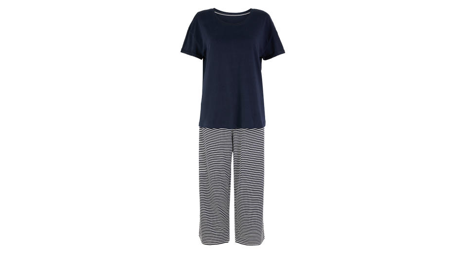 Pure Cotton Striped Cropped Pyjama Set 