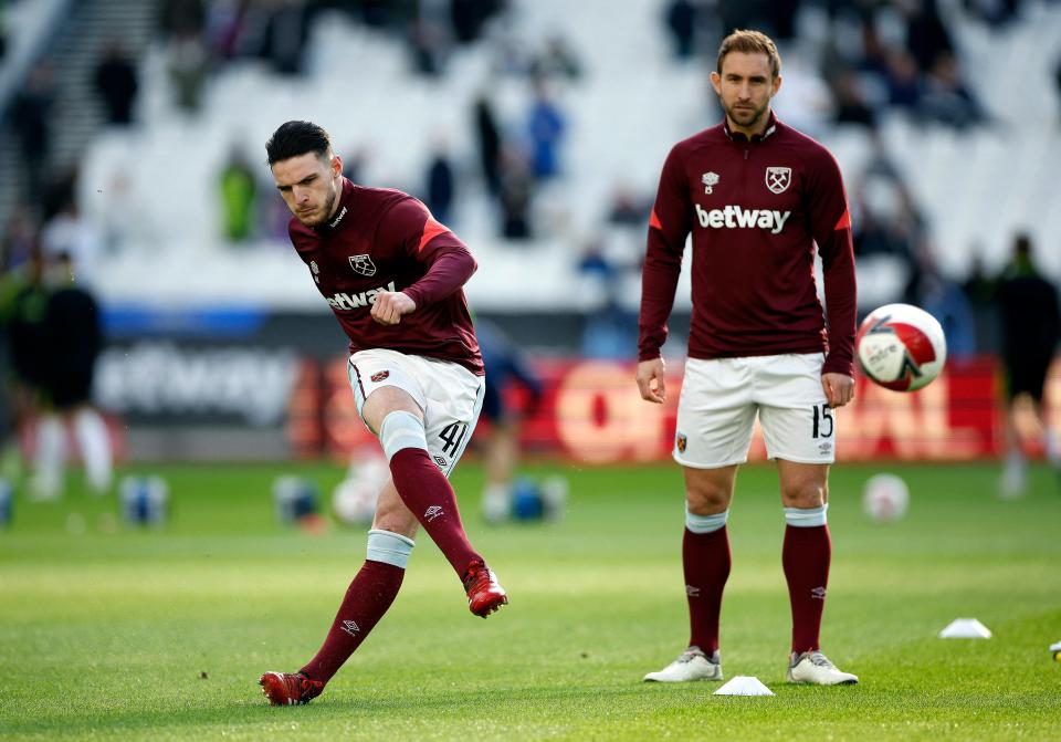 West Ham United's Declan Rice during the warm up (Reuters)