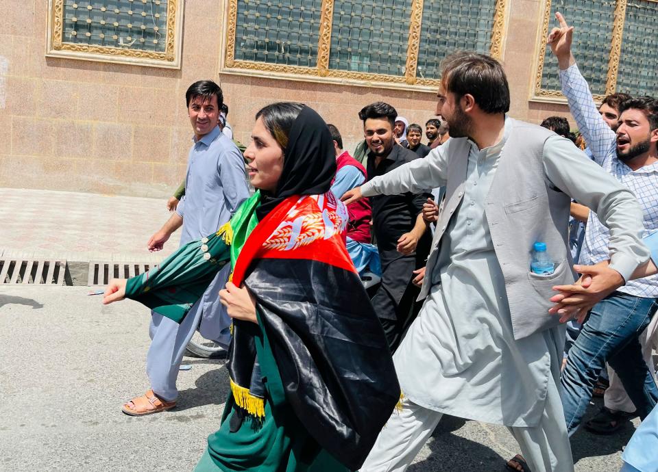 Crystal Bayat protests against the Taliban in Afghanistan. | Meraj Bayat