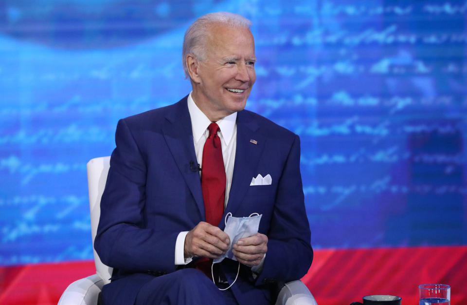 Democratic presidential nominee Joe Biden on Oct. 15, 2020 in Philadelphia, during ABC's "The Vice President and the People"<span class="copyright">ABC via Getty Images—2020 American Broadcasting Companies, Inc.</span>