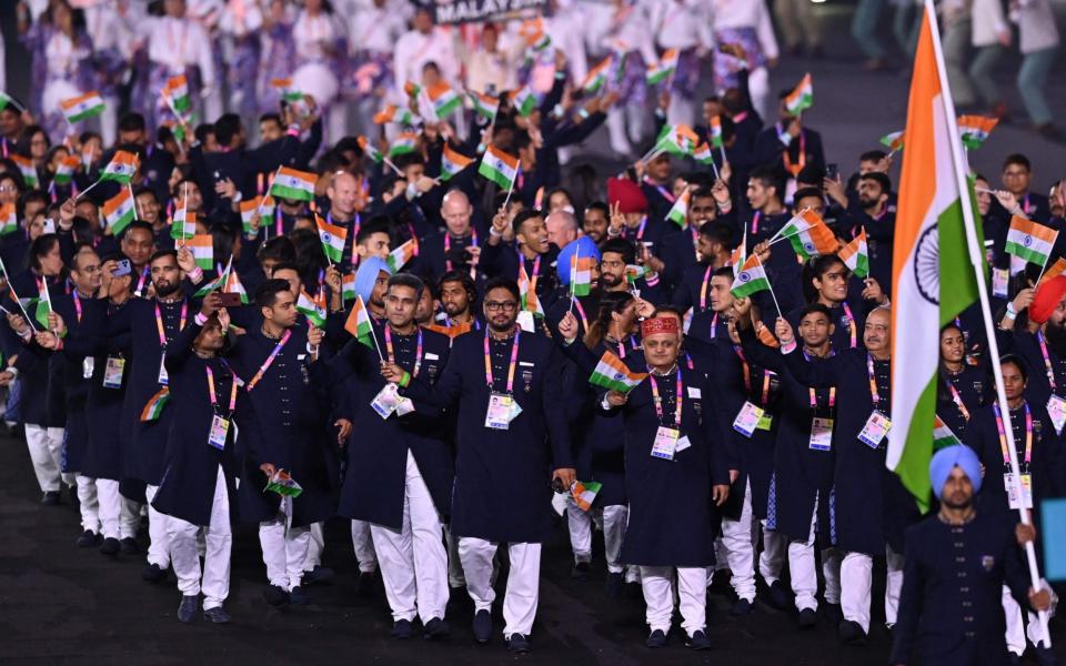 Athletes for Team India take part in the opening ceremony for the Commonwealth Games - AFP