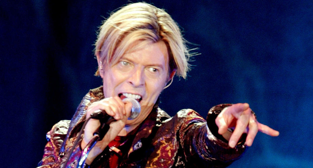 David Bowie performing live on stage in 2003 at Ahoy, Rotterdam. (Splash)