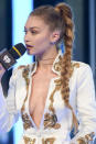 <p>Hadid and one long, long braid at the 2016 iHeartRADIO MuchMusic Video Awards<span>.</span></p>