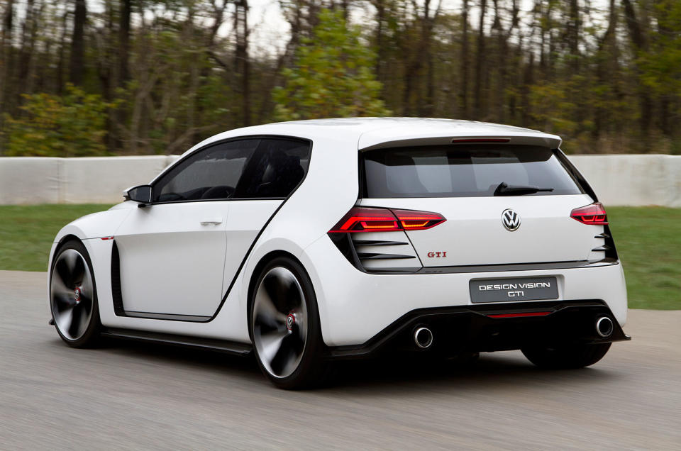<p>Fitted with ceramic brakes and unique 20-inch alloys, the styling was turned up to the max for that ultimate menacing look. The Design Vision GTi was no sheep in wolf’s clothing though, as in the nose there was a turbocharged 3.0 V6 TSI engine that could put out a stonking <strong>413lb ft of torque</strong>, most of it from just 2000rpm. Channelled to all four wheels via a DSG transmission, the car could get to 62mph in just <strong>3.9 seconds</strong>.</p>