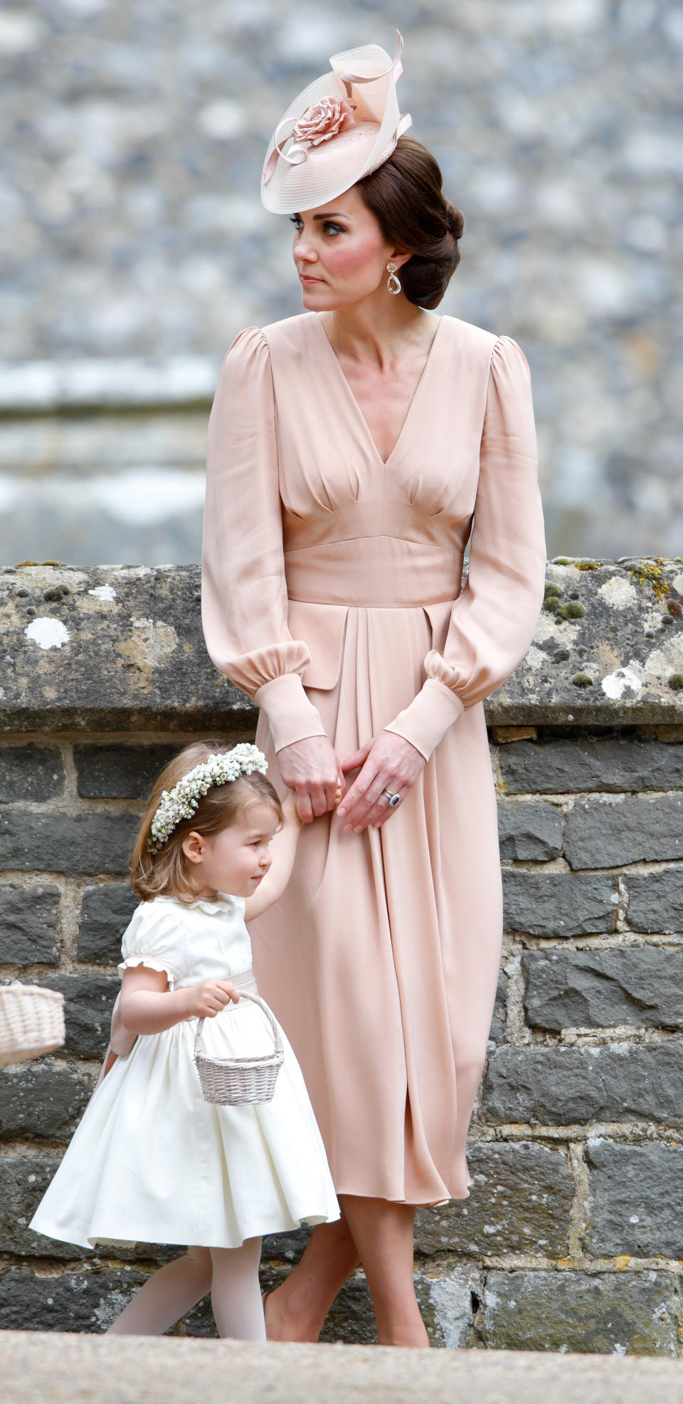 ENGLEFIELD GREEN, UNITED KINGDOM - MAY 20: (EMBARGOED FOR PUBLICATION IN UK NEWSPAPERS UNTIL 48 HOURS AFTER CREATE DATE AND TIME) Catherine, Duchess of Cambridge and Princess Charlotte of Cambridge attend the wedding of Pippa Middleton and James Matthews at St Mark's Church on May 20, 2017 in Englefield Green, England. (Photo by Max Mumby/Indigo/Getty Images)