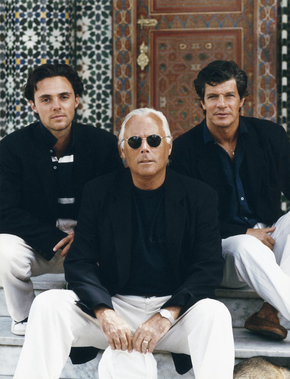 Andrea Camerana, Giorgio Armani, and Leo Dell'Orco