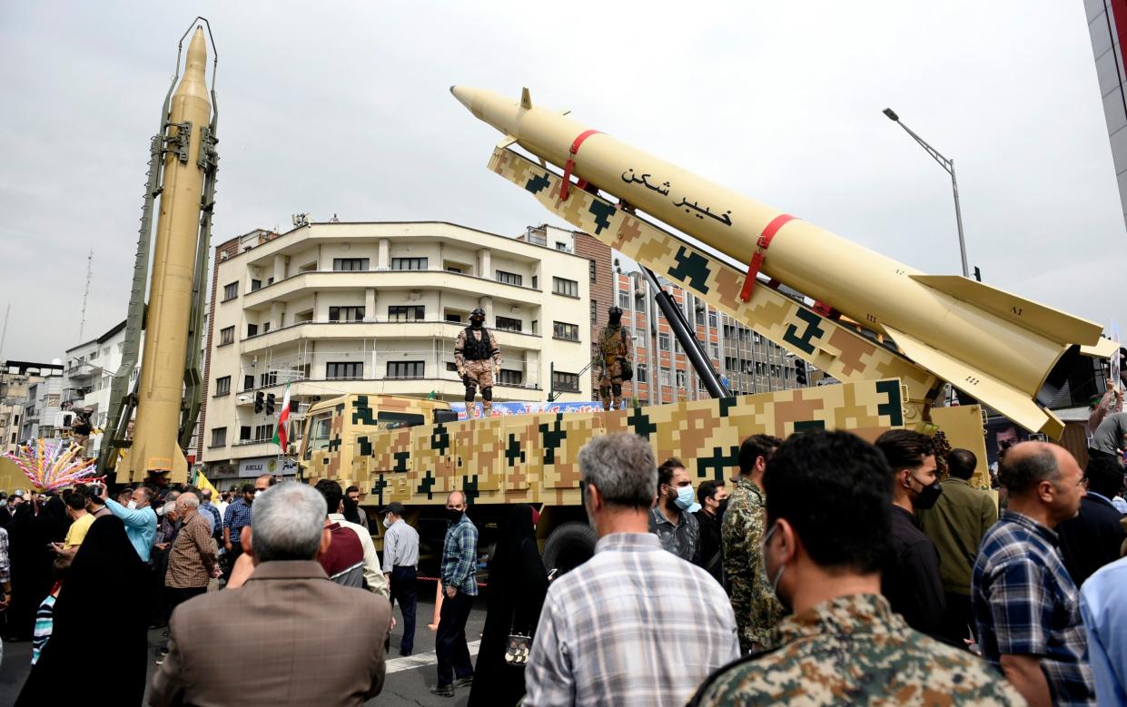 Iranian missiles on display in Tehran