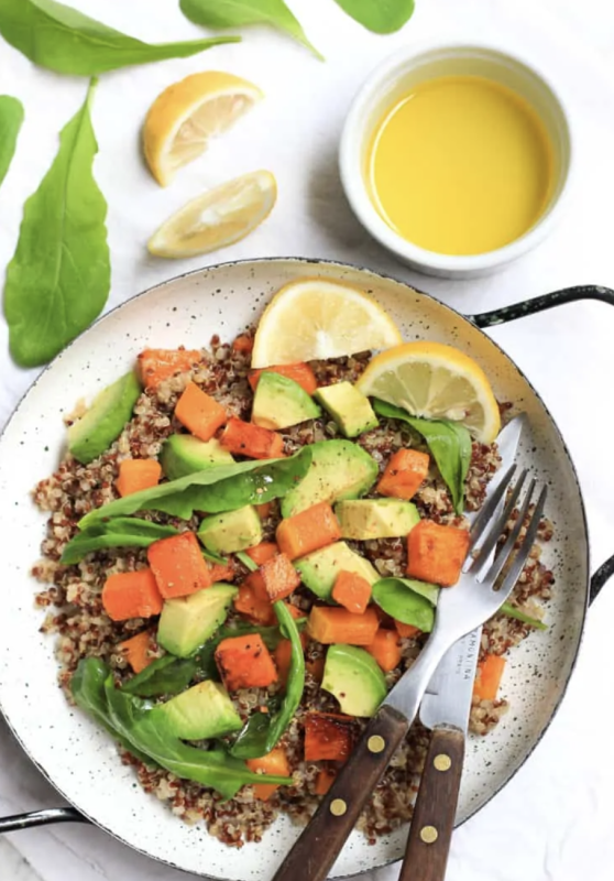 <p>Dish by Dish</p><p>This is a warm and filling salad filled with protein-rich quinoa, roasted butternut squash, avocado and fresh arugula leaves. </p><p><strong>Get the recipe: <a href="https://www.dishbydish.net/warm-quinoa-salad-butternut-squash-avocado-arugula/" rel="nofollow noopener" target="_blank" data-ylk="slk:Warm Quinoa Salad with Butternut Squash, Avocado and Arugula;elm:context_link;itc:0;sec:content-canvas" class="link ">Warm Quinoa Salad with Butternut Squash, Avocado and Arugula</a></strong></p>