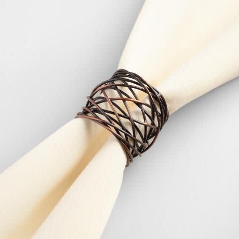 9) Woven Metal Napkin Rings (Set of Four)