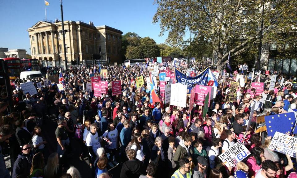 Anti-Brexit campaigners take part in the People’s Vote March in October 2018.