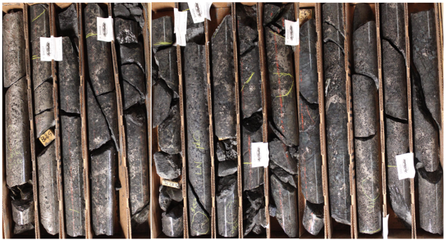 <i>Figure 1 - Significant sulphide mineralization in hole CM2023-06 from approximately 865 to 888 feet (263.7 to 270.7 meters) depth as part of a broader mineralized interval from approximately 841 to 919 feet (256.4 to 280.1 meters) depth which tested a large and previously untested geophysical anomaly.</i>