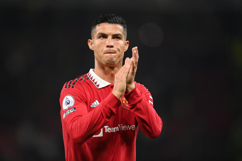 MANCHESTER, ENGLAND - AUGUST 22: Cristiano Ronaldo of Manchester United after the Premier League match between Manchester United and Liverpool FC at Old Trafford on August 22, 2022 in Manchester, England. (Photo by Michael Regan/Getty Images)