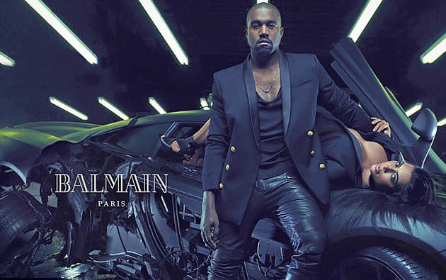 Kim Kardashian and Kanye West in Balmain Paris ad.