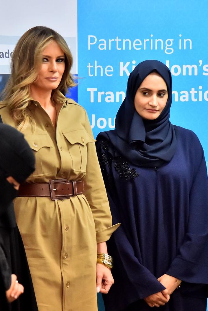 <p> The is the first time Melania Trump wore *that* Ralph Lauren Collection shirtdress abroad (more on that later). Aside from her outfit choice, Trump was criticized for the great mood she was *clearly* in while visiting Saudi Arabia. </p>