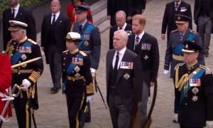 Royal Family Walk Behind Queen Elizabeth’s Coffin During Funeral Procession
