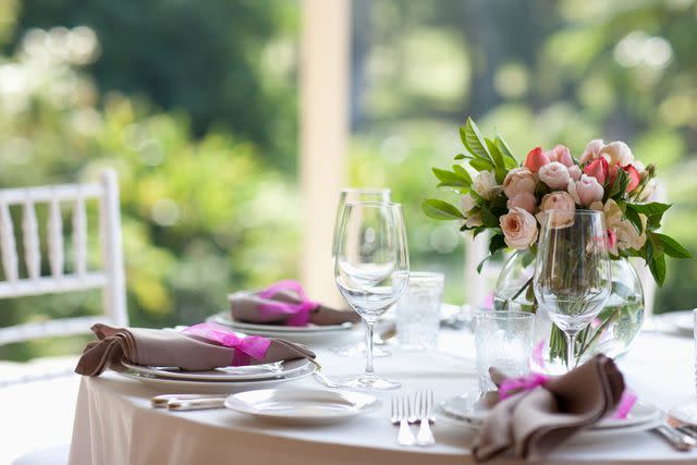 <p>Getty</p> Stock image of a wedding reception table