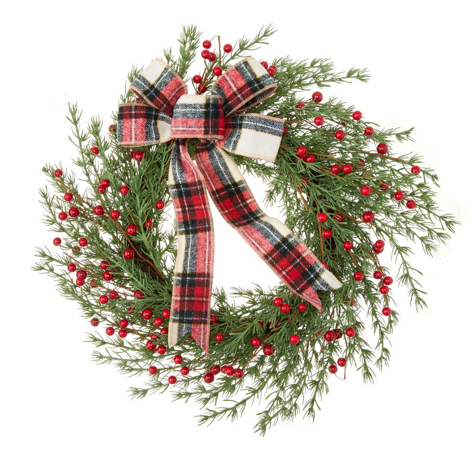 <p><a href="https://go.redirectingat.com?id=74968X1596630&url=https%3A%2F%2Fwww.walmart.com%2Fip%2FHoliday-Time-Red-Berry-Christmas-Wreath-with-Plaid-Bow-18-Inch%2F748400783&sref=https%3A%2F%2Fwww.thepioneerwoman.com%2Fholidays-celebrations%2Fg45211938%2Fwalmart-christmas-decorations%2F" rel="nofollow noopener" target="_blank" data-ylk="slk:Shop Now;elm:context_link;itc:0;sec:content-canvas" class="link ">Shop Now</a></p><p>Holiday Time Red Berry Christmas Wreath with Plaid Bow</p><p>walmart.com</p><p>$20.37</p><span class="copyright">Walmart</span>