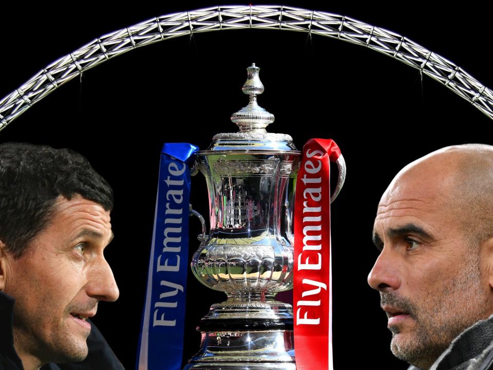 Manchester City must beat Watford at Wembley in the FA Cup final this afternoon if they are to complete a famous domestic treble.Pep Guardiola’s City side clinched the League Cup in the same stadium in March, beating Chelsea in a penalty shootout, and sealed their second successive Premier League title last weekend.They are strong favourites to lift the Cup and become the first team in the men’s game to win all three trophies in a single season, but Javi Gracia’s Watford side have nothing to lose and proved hugely resilient in their semi-final comeback success over Wolves. Follow it live:Please allow a moment for the blog to load.