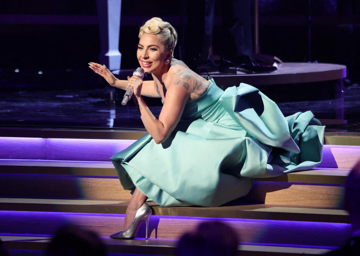 Lady Gaga performs during the 64th Annual Grammy Awards show in Las Vegas on April 3, 2022. (Reuters)