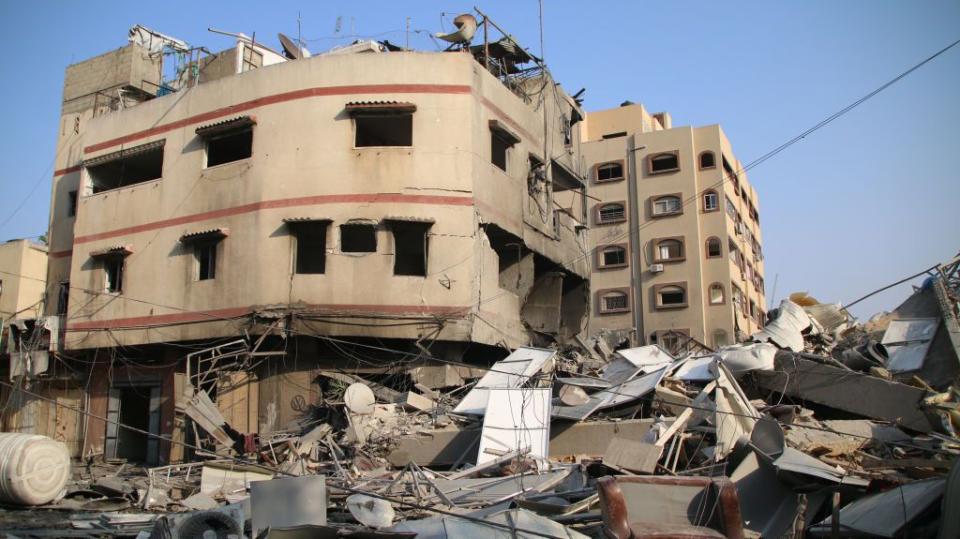 Israeli airstrikes caused extensive damage in Gaza City on Sunday.