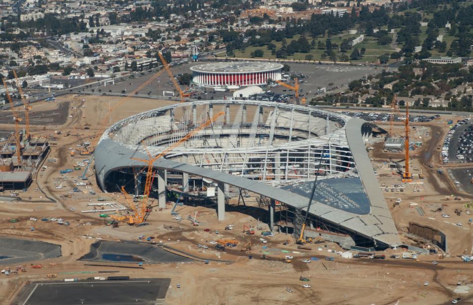 Will the NFL debut of the new Los Angeles stadium have to wait? (Daniel Slim/AFP via Getty Images)