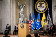 Attorney General Merrick Garland announces plans to combat mortgage lending discrimination, at the Justice Department in Washington, Friday, Oct. 22, 2021. (AP Photo/J. Scott Applewhite)