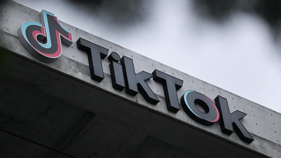 PHOTO: The TikTok logo is displayed outside TikTok social media app company offices in Culver City, Calif., on March 16, 2023.  (Patrick T. Fallon/AFP via Getty Images, FILE)