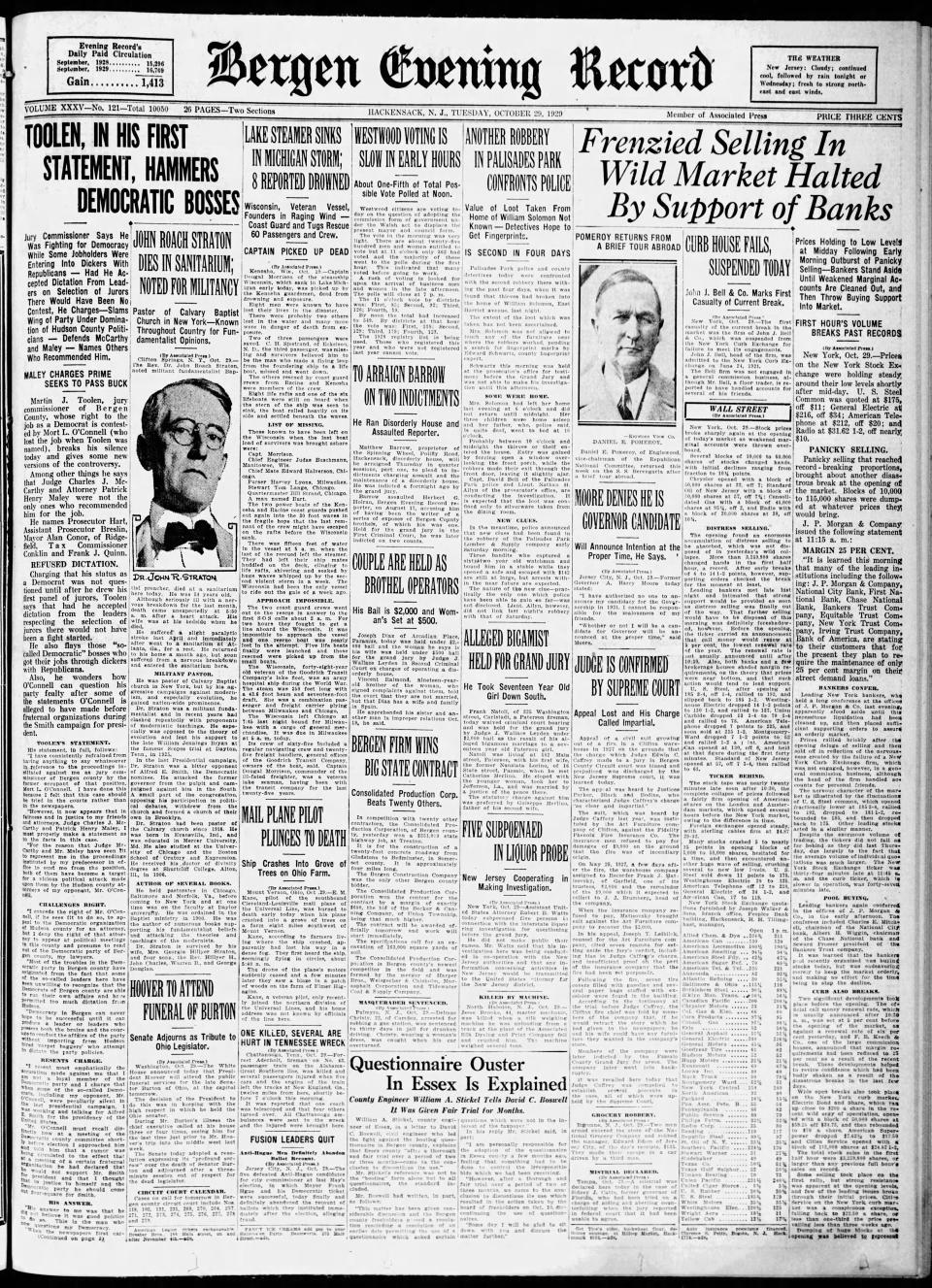 The financial markets' collapses of Oct. 29, 1929 were the start of a series of events that led to the Great Depression