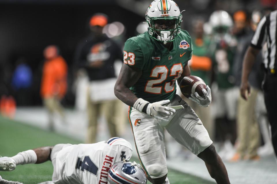 Florida A&M running back Terrell Jennings rushes for yardage during the Celebration Bowl against Howard on Dec. 16.