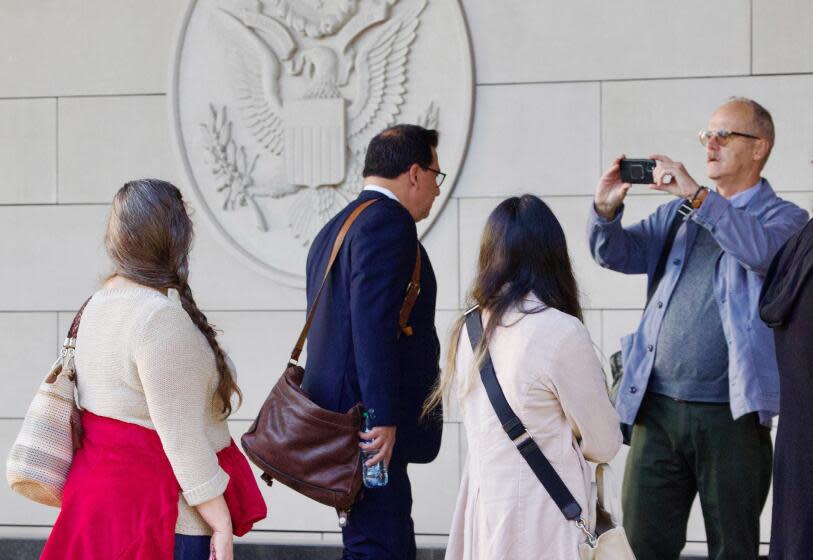 Former Los Angeles city councilman Jose Huizar enters the federal courthouse in downtown Los Angeles on Jan. 26, 2024.