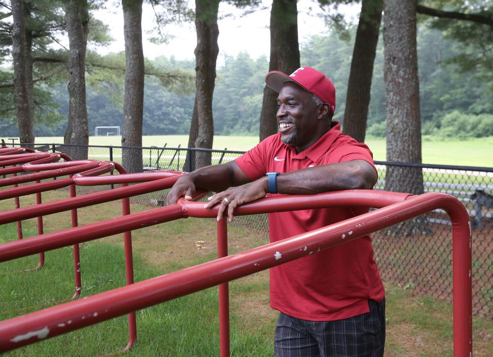 Former UNH running back Stephan Lewis was recruited to coach on the football staff at Phillips Exeter Academy in 2019 and has helped lead a turnaround of the program.