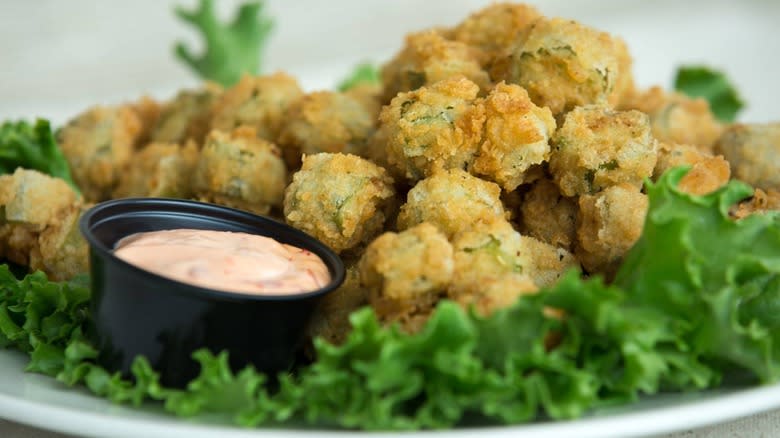 fried okra with dipping sauce