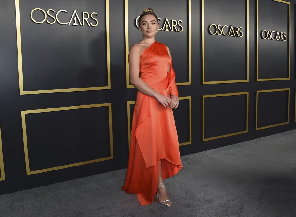 FILE - Florence Pugh arrives at the 92nd Academy Awards Nominees Luncheon on Jan. 27, 2020, in Los Angeles. Pugh turns 25 on Jan. 3. (Photo by Jordan Strauss/Invision/AP, File)