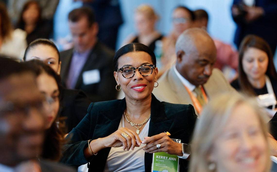 Kerry-Ann Royes, President and Chief Executive Officer at YWCA South Florida listens to speakers during the Miami Leadership Local conference at Bilzen Sumberg in Miami on Friday, October 27, 2023. Al Diaz/adiaz@miamiherald.com
