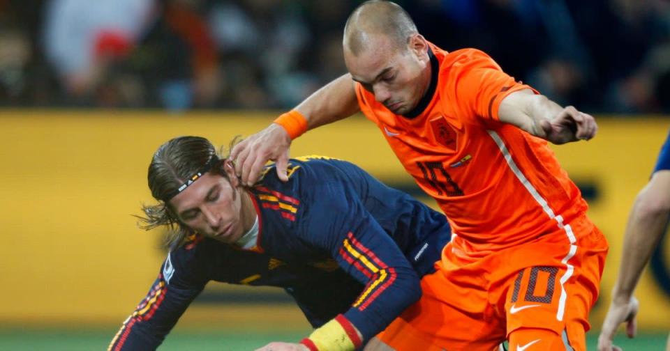 Sergio Ramos and Wesley Sneijder Credit: PA Images