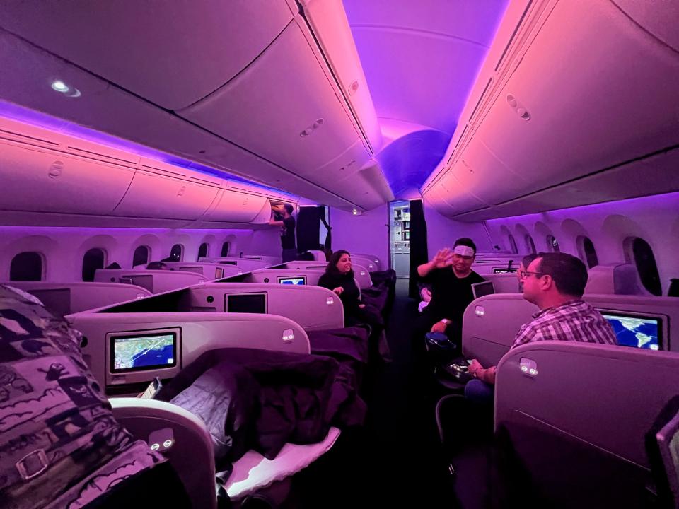 Flying Air New Zealand in business class.