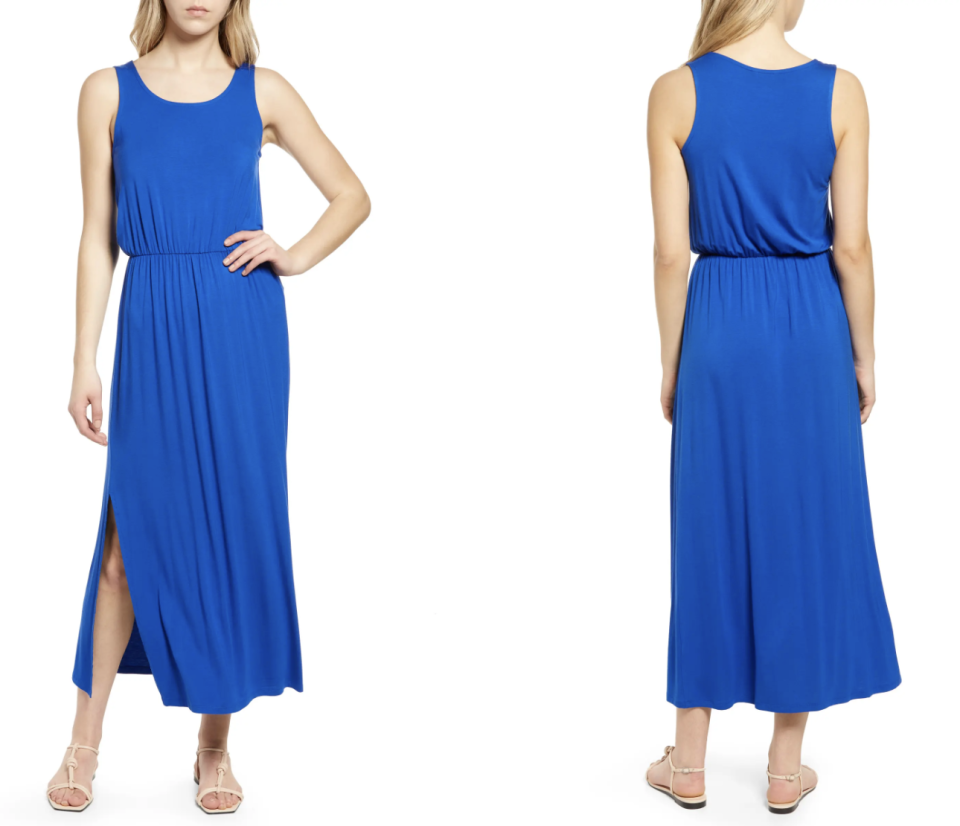 Nordstrom Caslon Sleeveless Maxi Dress in Blue Surf (Photo via Nordstrom)