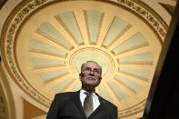 Senate Minority Leader Sen. Chuck Schumer of N.Y., listens during a news conference on Capitol Hill in Washington, Tuesday, Feb. 25, 2020. (AP Photo/Susan Walsh)