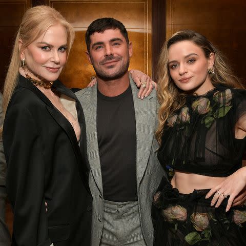 <p>Charley Gallay/Getty </p> Nicole Kidman, Zac Efron and Joey King at the premiere of "A Family Affair."