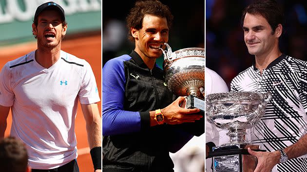 Murray, Nadal and Federer. Image: Getty