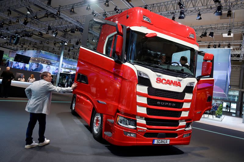 FILE PHOTO: Scania truck at the IAA Transportation fair in Hanover