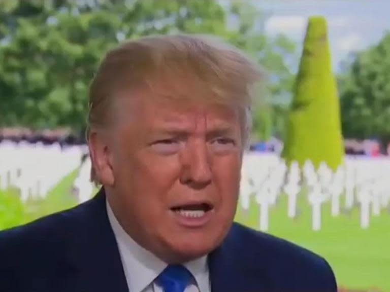 Donald Trump has been criticised for using an interview on the anniversary of D-Day to attack Nancy Pelosi as "Nervous Nancy" and call her a "disaster".The US president made the detour into domestic politics during an interview with Fox News' Laura Ingraham taped at a cemetery in France just before a ceremony at Normandy American Cemetery.He called Ms Pelosi, the House speaker, a "nasty, vindictive, horrible person"."I think she's a disgrace," the president said. "I actually don’t think she’s a talented person, I’ve tried to be nice to her because I would have liked to have gotten some deals done.“She’s incapable of doing deals, she’s a nasty, vindictive, horrible person, the Mueller report came out, it was a disaster for them.”Mr Trump went on to say special counsel Robert Mueller, who is a Vietnam War veteran, had made "a fool out of himself" with his investigation of the president.When Ms Ingraham asked the president whether he cared if Mr Mueller would testify publicly about his report, he launched into another attack on Ms Pelosi.He said Mr Mueller had "made such a fool out of himself", then added: "Nancy Pelosi, I call her Nervous Nancy, Nancy Pelosi doesn’t talk about it. Nancy Pelosi’s a disaster, she’s a disaster."Ms Pelosi was also among the US politicians who had travelled to France to attend the D-Day commemorations.In an interview with MSNBC, she declined to criticise Mr Trump, and instead said she hoped he would "convey a renewed spirit of collaboration" with allies.Mr Trump and Ms Ingraham were criticised for the interview, which was staged in front of over 9,000 war graves, by conservative pundit Amanda Carpenter, who previously worked as communications director for Texas's Republican senator Ted Cruz.“You look at the shot and what I see, just as an American, is a draft-dodging president who is sitting down with a woman who regularly defends antisemites - like Paul Nehlen - espouses white supremacist talking points while using the graves of World War soldiers who saved the world from Nazis as a prop,” Ms Carpenter said during an interview with CNN.She was referring to how Ms Ingraham had recently spoken in defence of Mr Nehlen, a white supremacist and antisemite who she claimed was merely a "prominent voice".