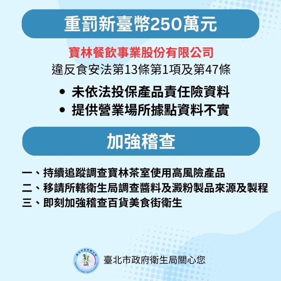 台北市衛生局說明寶林茶室相關策進作為。（台北市衛生局提供）