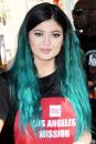 <p>Before she hawked lip kits, Kylie Jenner was the face of <a rel="nofollow noopener" href="http://rams.elle.com/the%20Los%20Angeles%20Mission%20And%20Anne%20Douglas%20Center's%20Thanksgiving%20Meal%20For%20The%20Homeless%20on%20November%2026,%202014." target="_blank" data-ylk="slk:hair extensions by Bellami;elm:context_link;itc:0;sec:content-canvas" class="link ">hair extensions by Bellami</a>. She wore this teal look at the Los Angeles Mission and Anne Douglas Center's Thanksgiving Meal for the Homeless on November 26, 2014.</p>